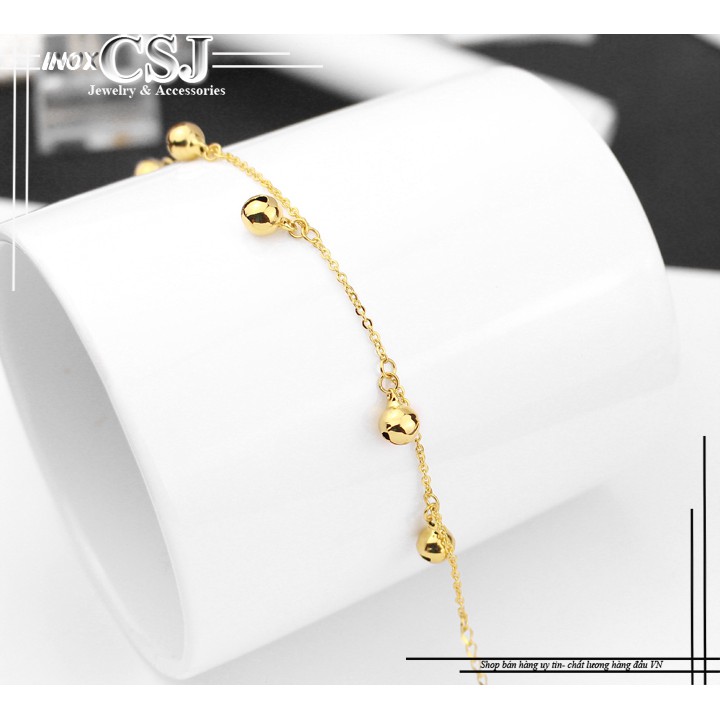 Lắc tay chân titan chuông mạ vàng 24k cao cấp đẹp giá rẻ bảo hành vĩnh viễn