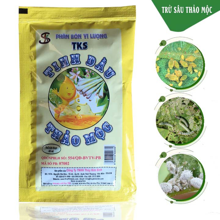 TINH DẦU THẢO MỘC TKS: DIỆT SÂU RẦY - GÓi 40ml