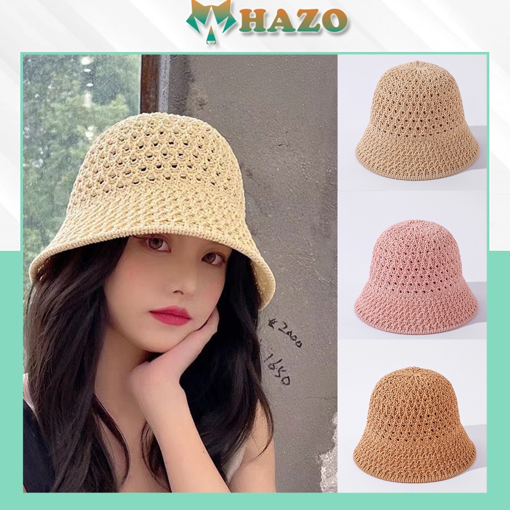 Mũ Bucket Vành Cụp Chất Liệu Đan Cói Đi Biển 456 Nhiều Màu Sắc Ulzzang Form Unisex Nam Nữ - Hazo