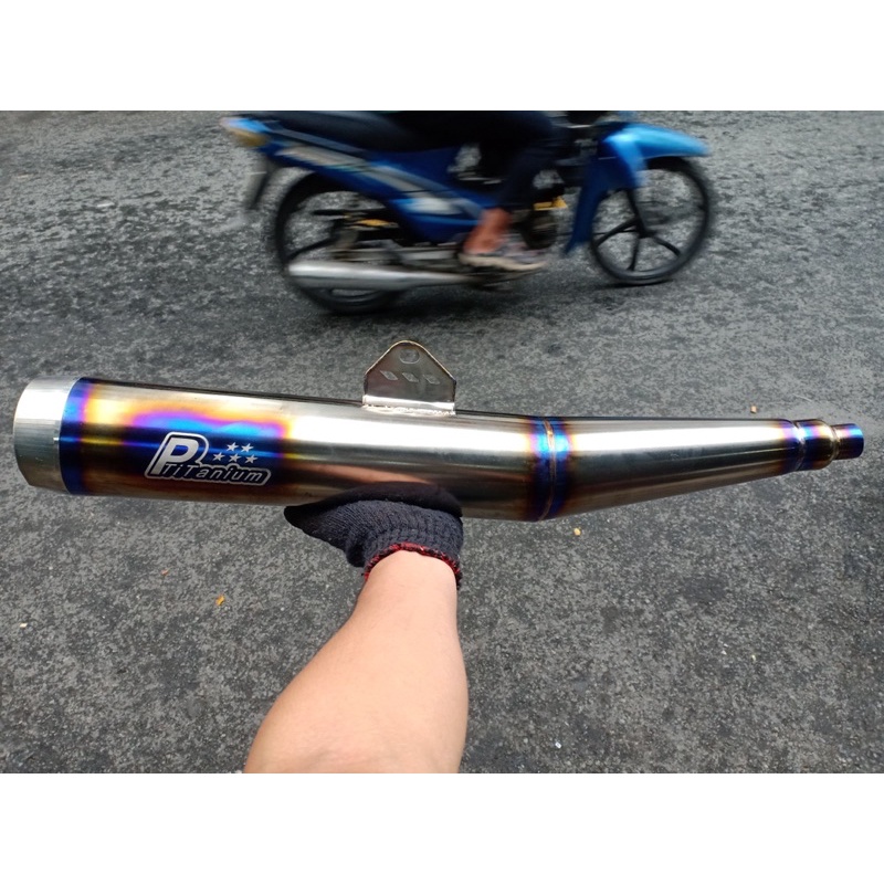 Cổ titan ptitanium và lon pô titanium đít nhôm gắn honda yamaha wave zx nhỏ dream future fu led 125 sirius