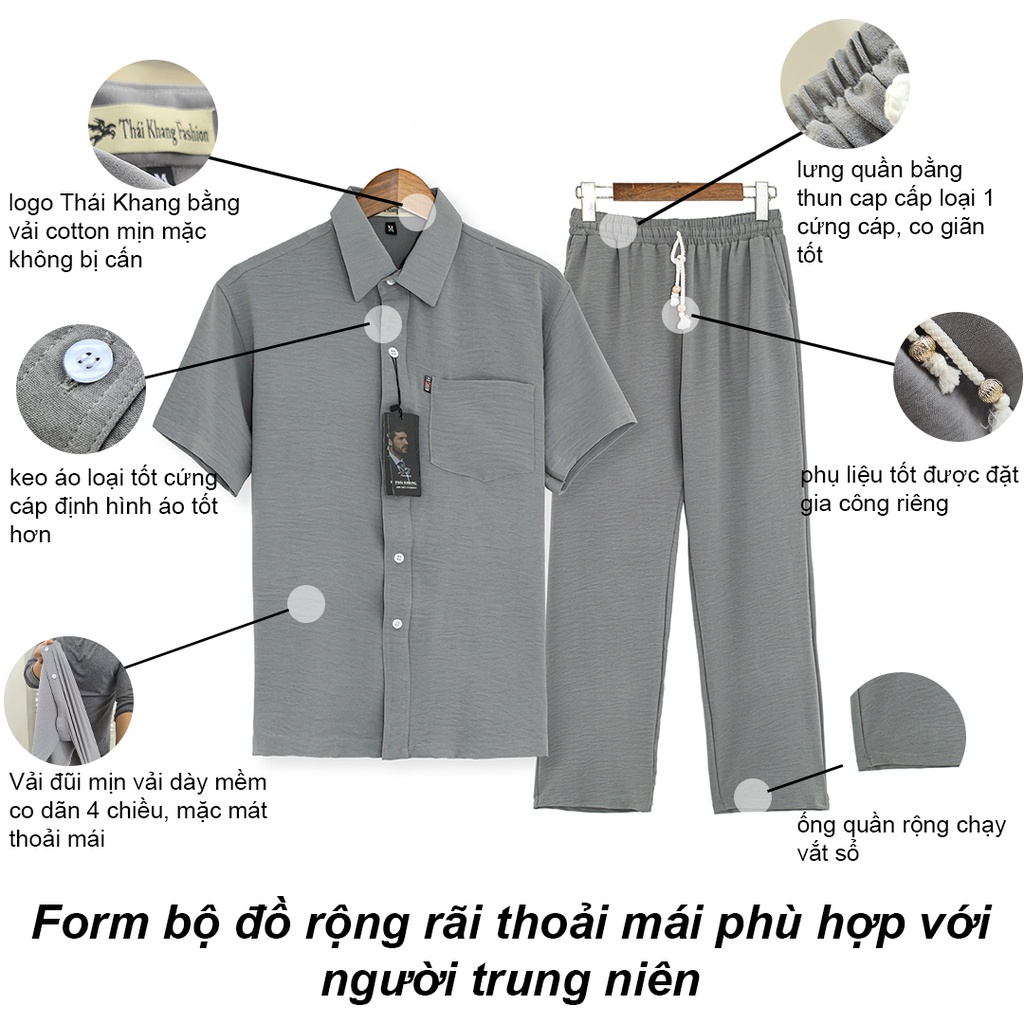 Bộ đồ đũi trung niên nam THÁI KHANG loại vải siêu mềm siêu mịn mặc sao mặc BD1