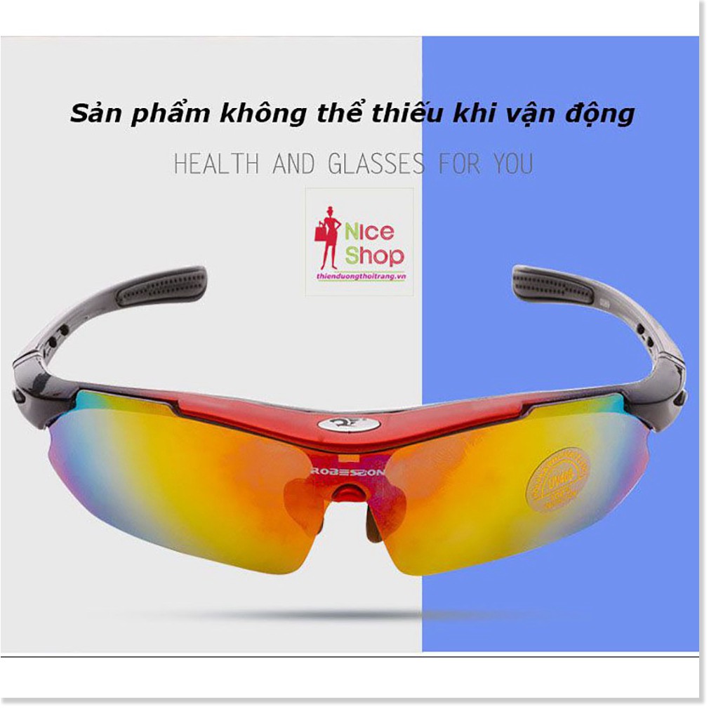 Kính râm - Xả Kho - Bộ kính thể thao 5 tròng chính hãng robesbon chống tia uv chống trầy xước