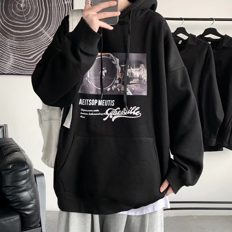 Áo khoác hoodie tay dài dáng rộng in hình hổ không gian thời trang Hàn Quốc 2022