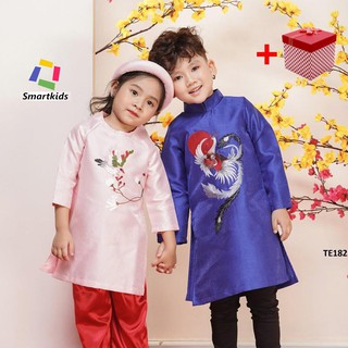 Áo dài cho bé trai, Áo dài cách tân Phượng Hoàng xanh Smartkids TE1821