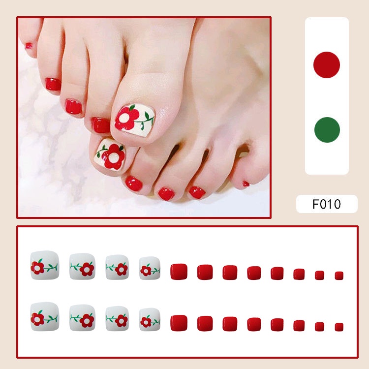 Bộ 24 móng chân giả dán tặng kèm keo cho nữ