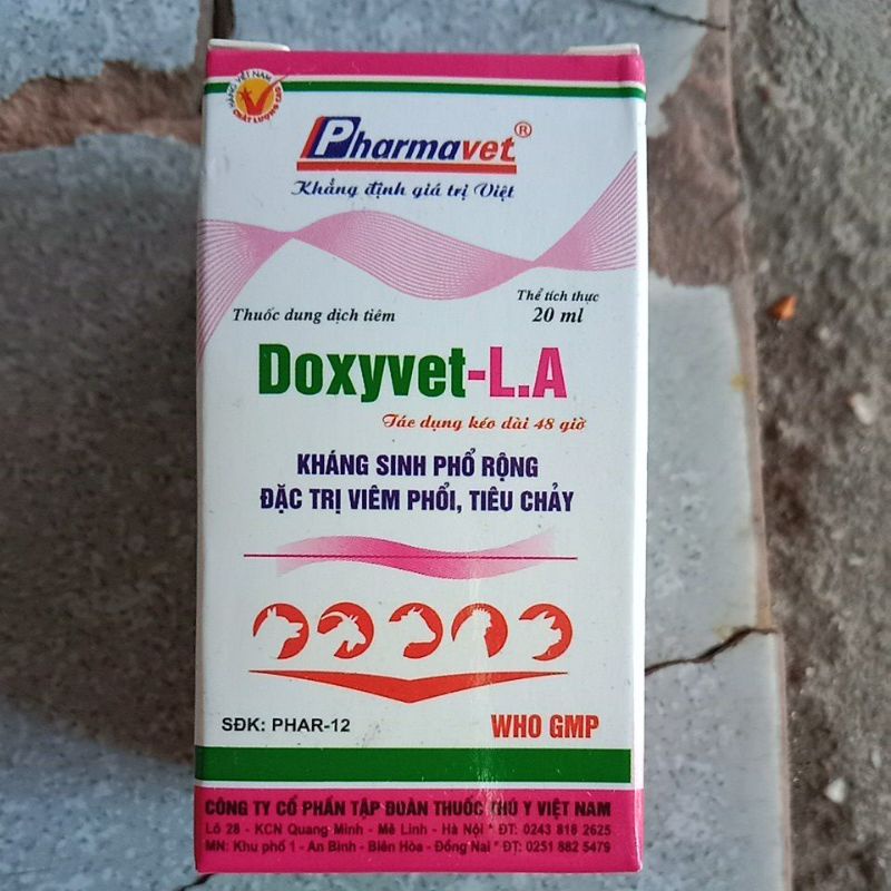 doxyvet la 20ml doxy cho gà đá chọi, chó mèo chim lợn heo dê thỏ cừu vịt ngan thú y ho, tiêu chay, crd, phân xanh, trắng