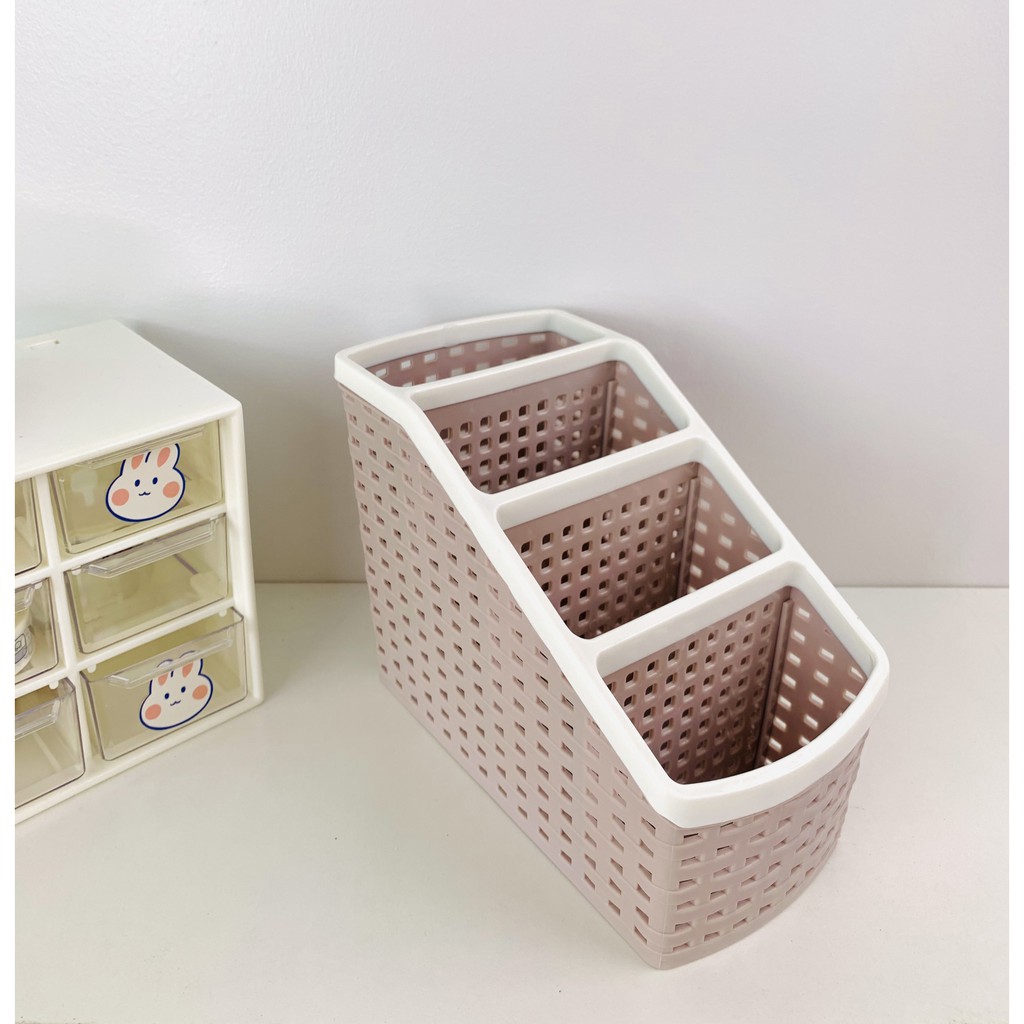Kệ đựng bút 4 ngăn,hộp bút để đồ tiện ích đồ trang điểm cọ mĩ phẩm K5