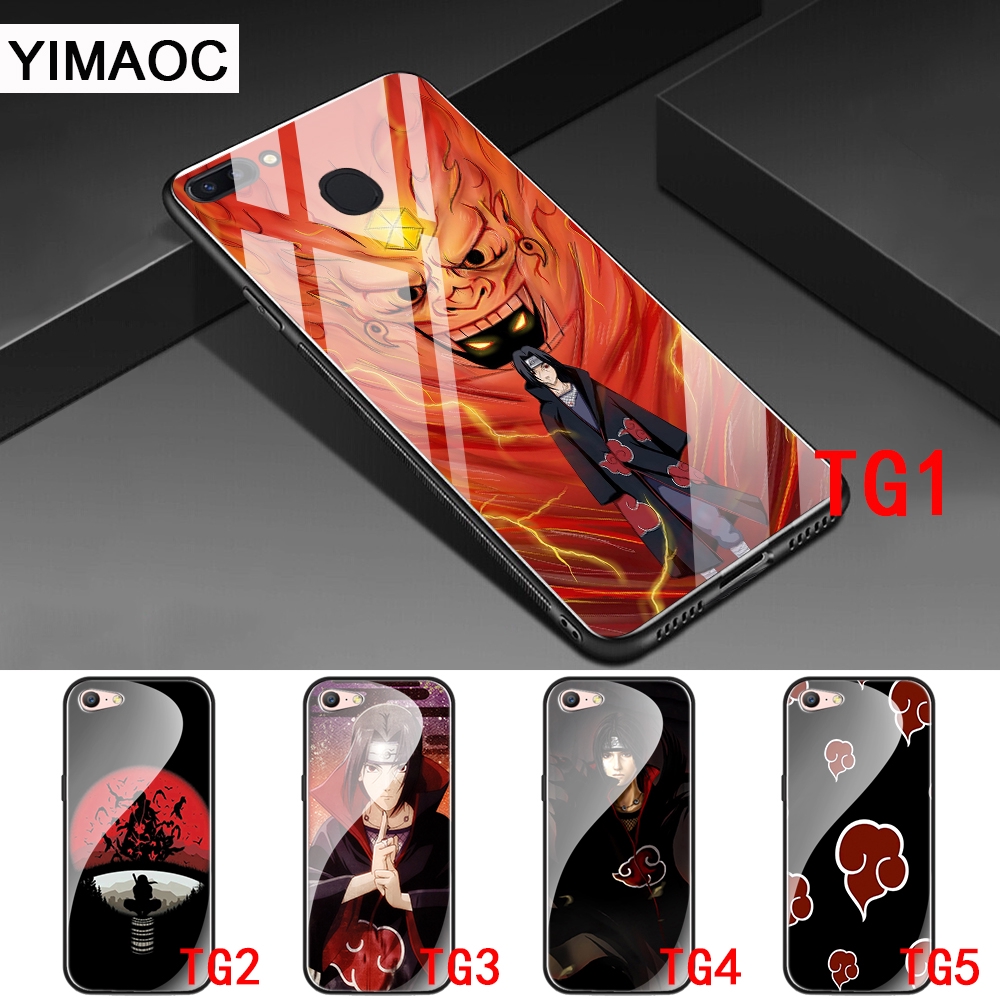Ốp điện thoại kính họa tiết hoạt hình naruto cho OPPO A37 A3S A5 A39 A7 A5S A77 F5 F9 F11 Pro