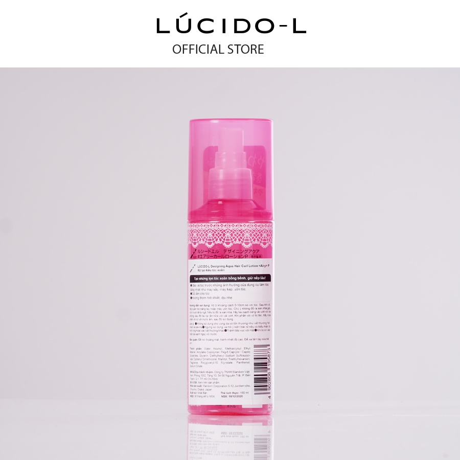 Nước xịt tạo kiểu tóc xoăn LÚCIDO-L DESIGNING AQUA HAIR CURL LOTION <AIRY> P 180ml