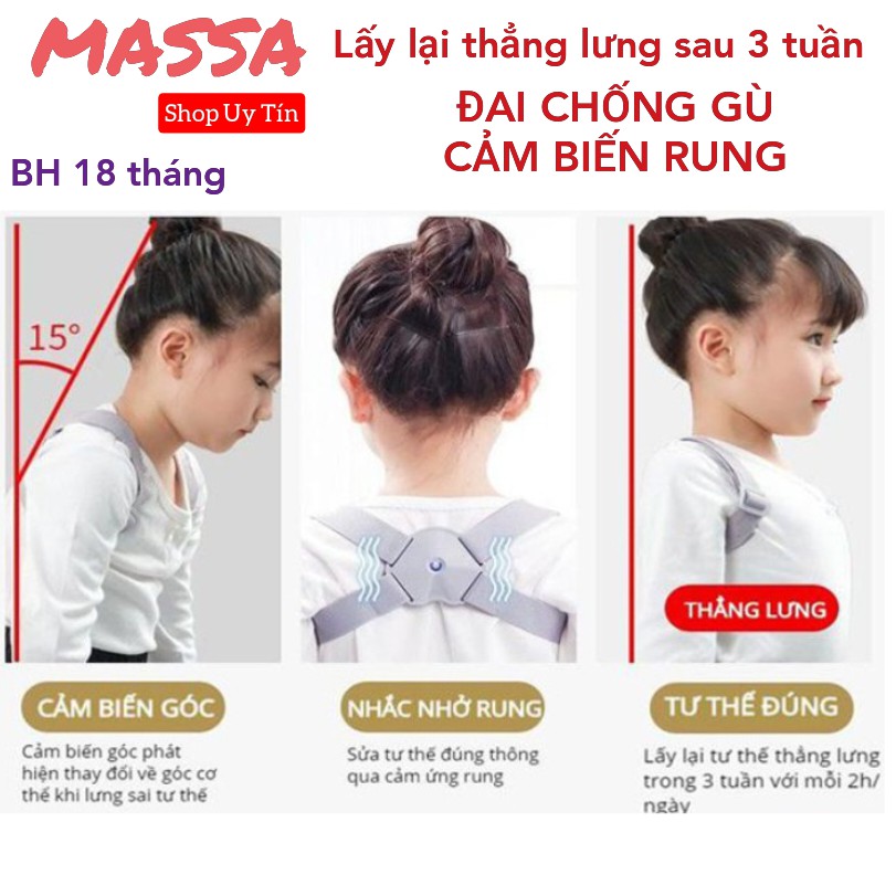 [FOLLOW có ngay 30K] Đai Chống Gù Lưng Có Cảnh Báo Rung Điện Tử Thông Minh Phù Hợp Cả Trẻ Em Người Lớn