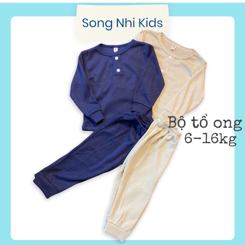 Bộ dài tay thu đông tổ ong cho bé 6-16kg (Kiểu dáng Hàn Quốc)