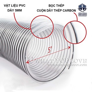 Ống Dẫn Hút Bụi Lõi Thép Phi 60 - 1 Mét