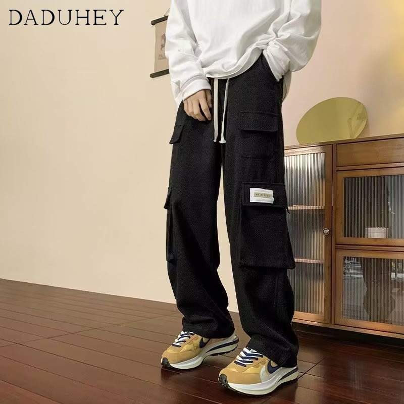DaDuHey Men's Korean-Style Loose Casual Harem Pants Trendy, Smart and All-Matching Mechanical Style Overalls