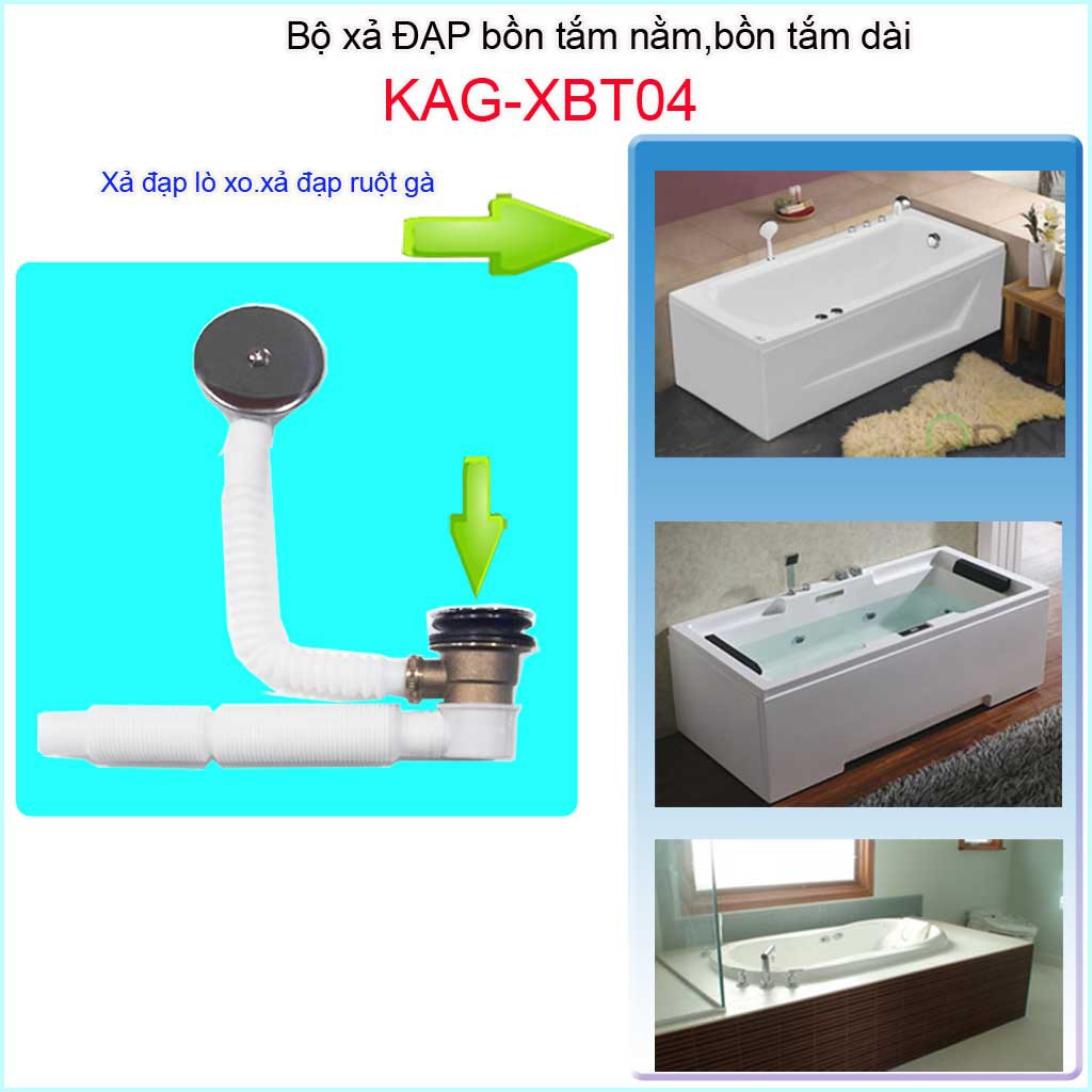 Bộ Xả bồn tắm dài KAG-XBT04, Bộ xả bồn tắm nằm giá tốt hiệu suất sử dụng tốt-xả đạp chân