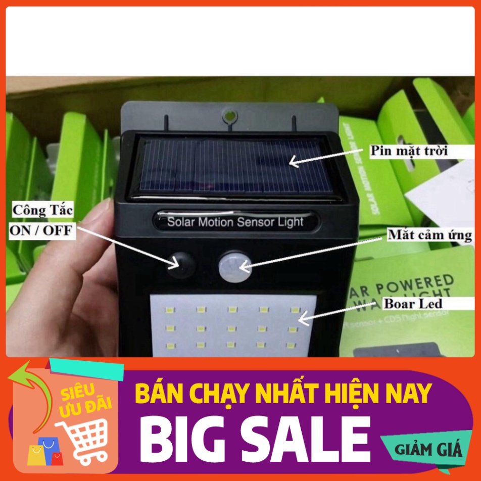 [FREE SHIP] Đèn cảm ứng hồng ngoại năng lượng mặt trời 20 bóng led