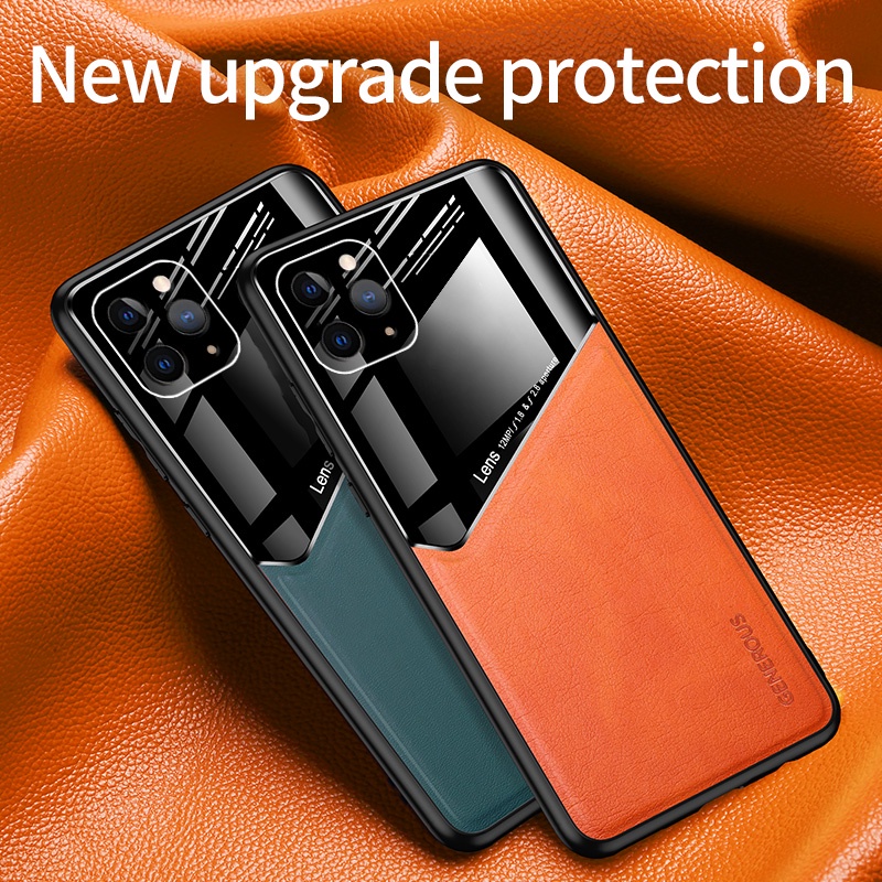 Ốp điện thoại bằng da với miếng dán nam châm và mica chống sốc cho Samsung Galaxy Note 20 S20 Ultra Note 10 9 S20 Plus