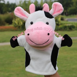 Con Rối Bàn Tay Hình BÒ SỮA Nhồi Bông Đáng Yêu Cho Bé