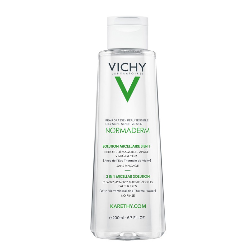 Vichy Nước Tẩy Trang Micellar 3 Trong 1 Dành Cho Da Dầu, Da Mụn Normaderm 3 In 1 Micellar Solution 200ml