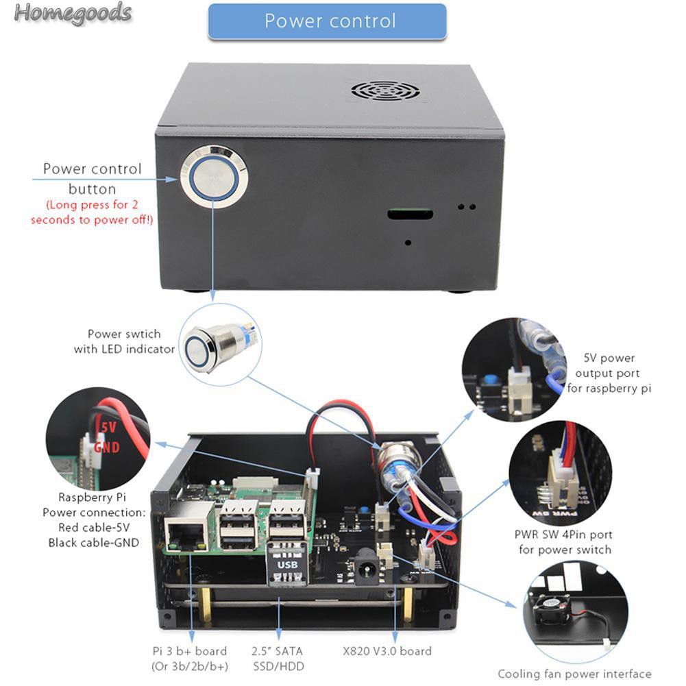 Bảng Mạch Mở Rộng Home-Raspberry Pi X820 V3.0 + Quạt