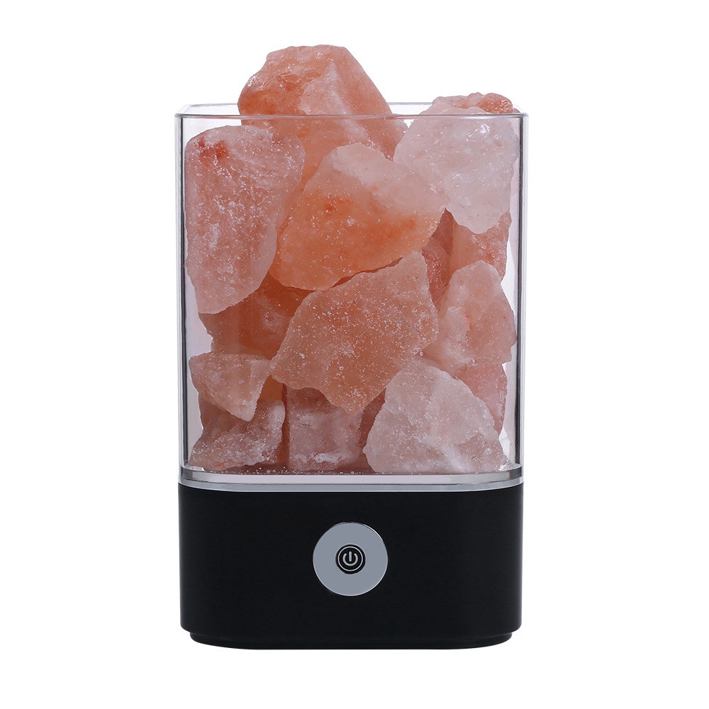 DreamH☛ Salt Lamp Himalayan Crystal Salt Lamp Natural Negative Ion Salt Mine Lamp USB Colorful Night Light ❀