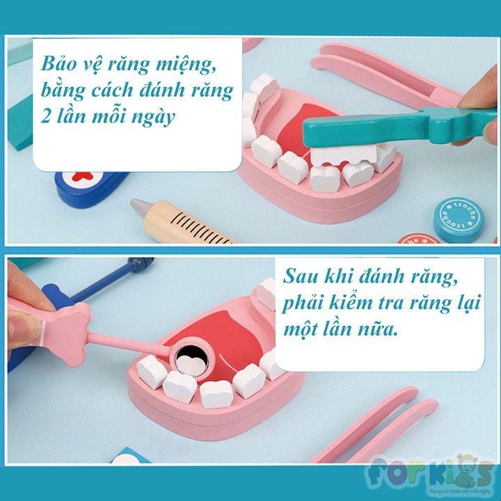 [Mã LIFETOYS1 giảm 30K đơn 99K] Đồ chơi Bác sĩ gỗ cho bé, đồ chơi khám răng nha khoa cho trẻ em