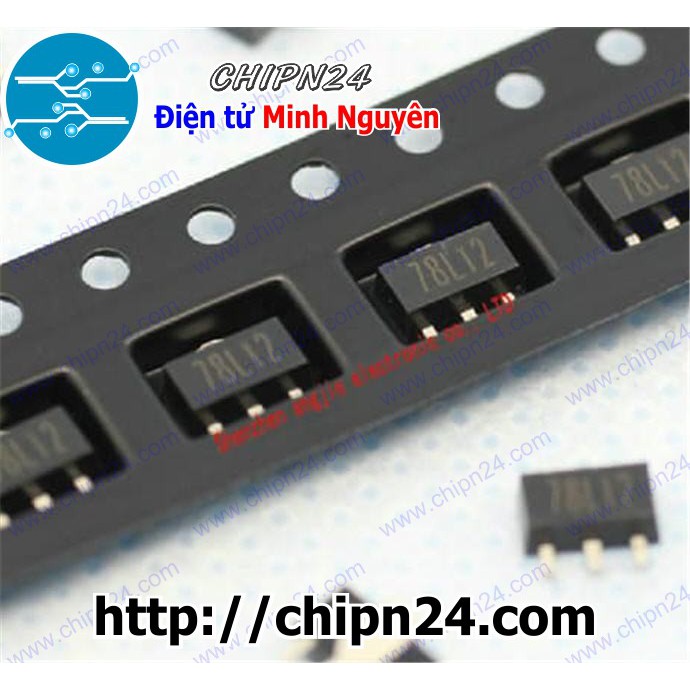 [5 CON] IC 78L12 SOT-89 (SMD Dán) (7812 12V 100mA)