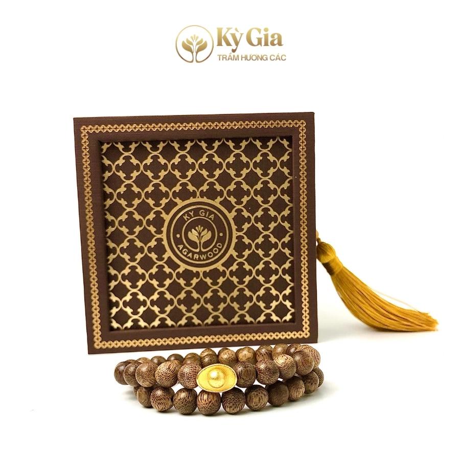 Vòng Trầm Hương Tốc Việt Phối Charm Thỏi Vàng 8 Li 54 Hạt Kỳ Gia Trầm Hương Các- May Mắn- Thịnh Vượng