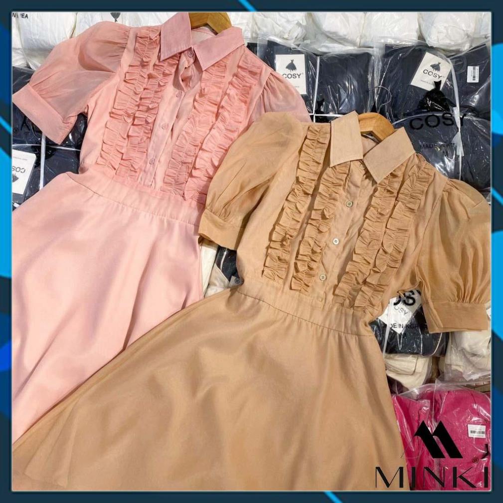 [CAO CẤP] ĐẦM SƠ MI TAY BỒNG DỊU DÀNG - CHẤT LIỆU VOAN TƠ CAO CẤP - MÀU HỒNG/ NUDE