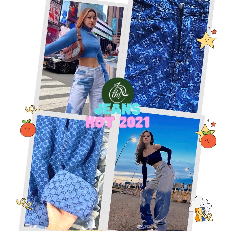 Quần jeans ống rộng, quần nữ cạp cao, chất jeans mềm, siêu hack dáng