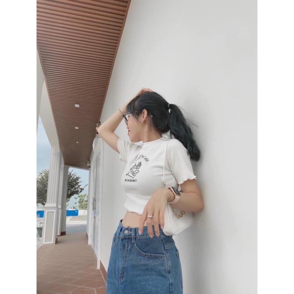 [Hàng VNXK]Áo Croptop In Chữ Sake PoChe- Phông Thun Nữ Ngắn Tay Dáng Ôm Body Cuốn Biên | BigBuy360 - bigbuy360.vn