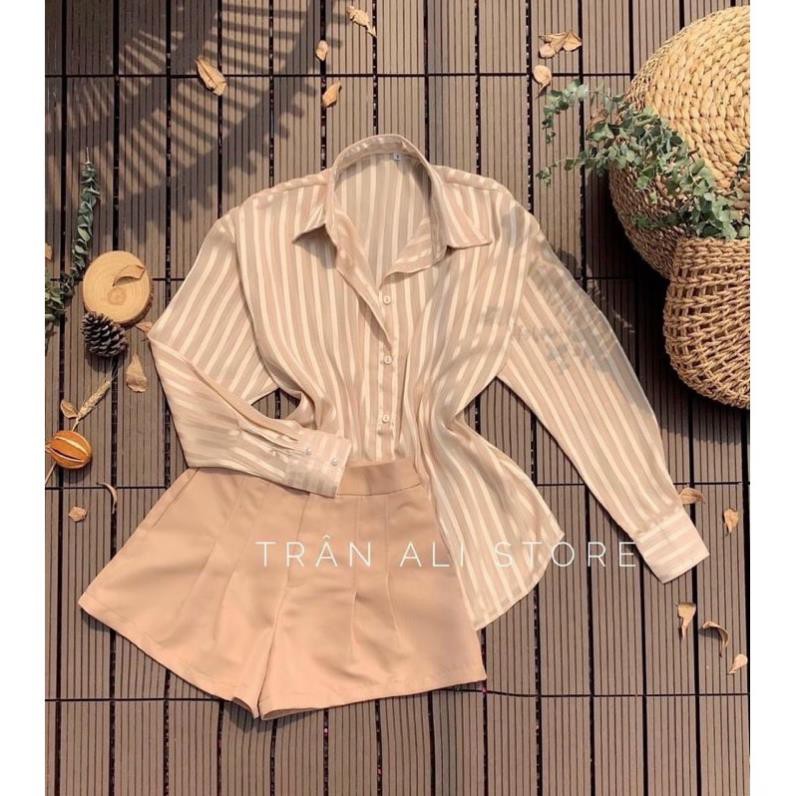 Set somi tay dài + kèm quần short gấm