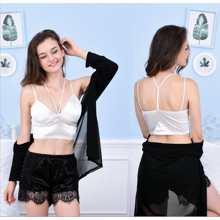 Áo bra nữ satin hai dây, thiết kế đơn giản, trẻ trung, dễ phối đồ, phù hợp dưới 55kg (MS 04018) Anna Shop