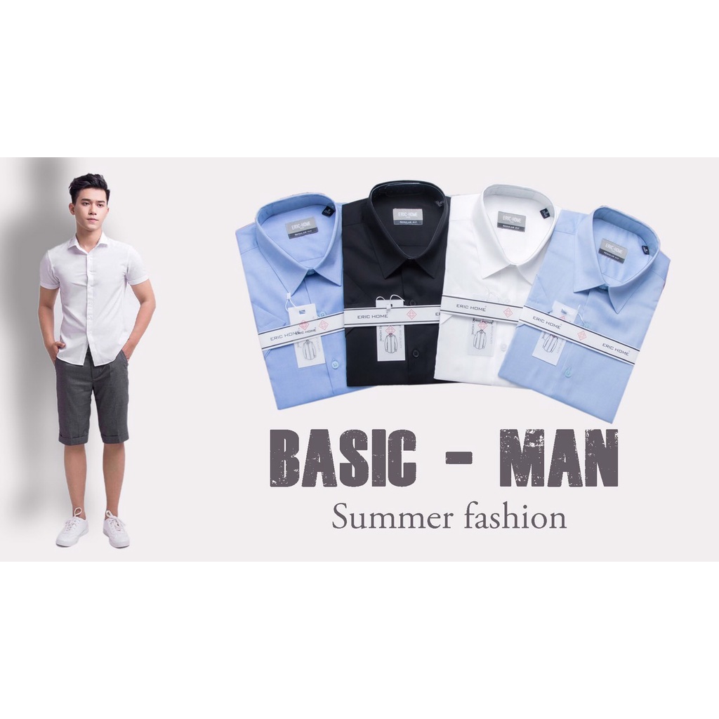 Sơ mi nam ngắn tay ERIC HOME cao cấp chất oxford mềm mịn co giãn nhẹ chống nhăn D365-SM51