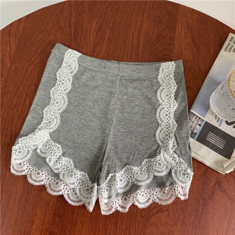 Quần short tập gym thoáng mát vải thun co dãn borip phối ren sexy mặc nhà | BigBuy360 - bigbuy360.vn