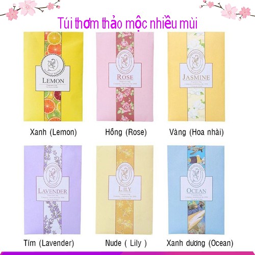 Túi Thơm Thảo Mộc Tự Nhiên Nhiều Mùi Treo Phòng, Tủ Quần Áo, Xe Hơi
