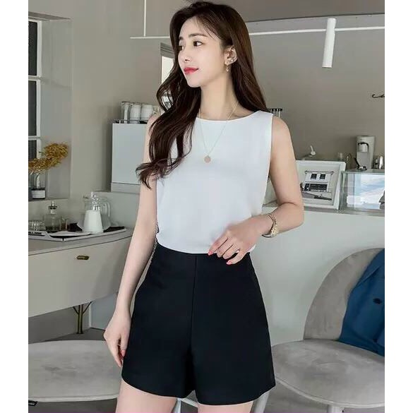 Set áo và quần ngắn xinh xắn chất liệu đũi trơn thời trang nữ Rose Fashion