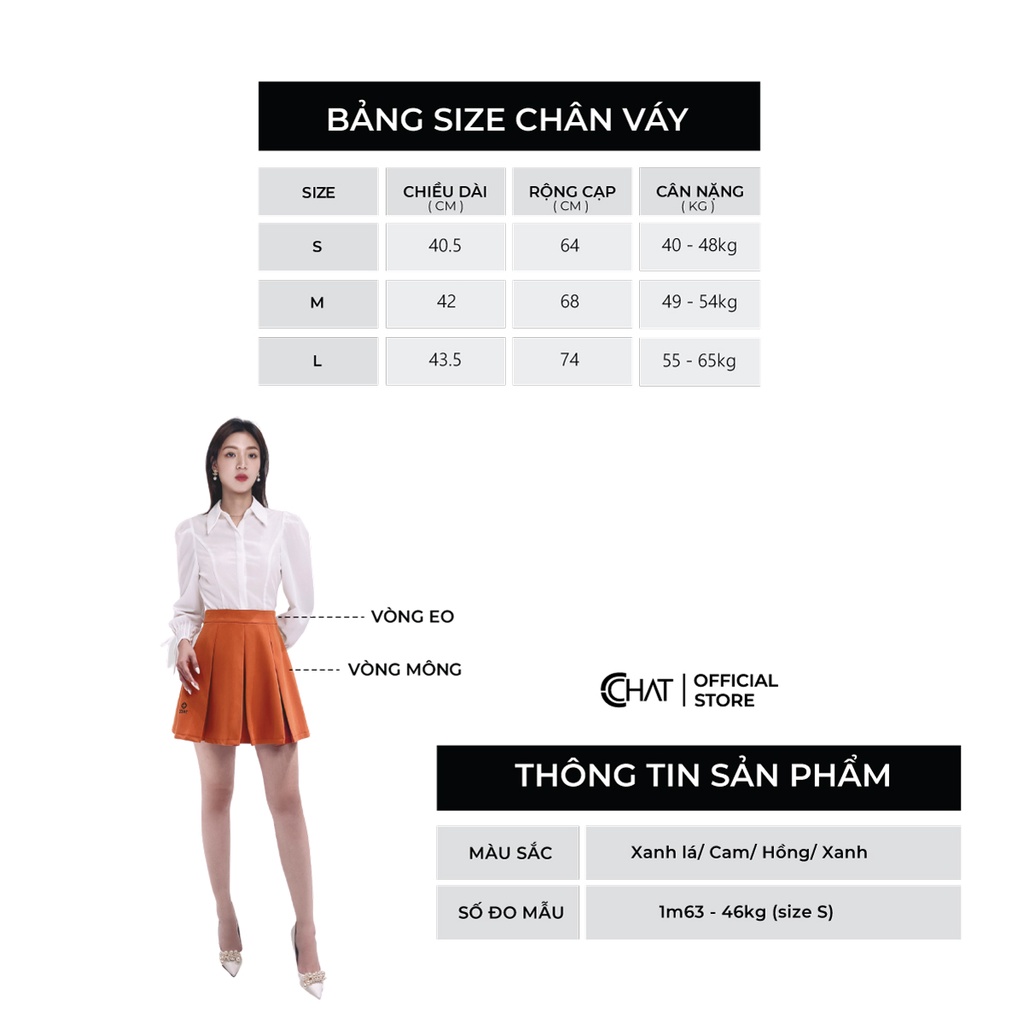 Chân Váy 𝐂𝐂𝐇𝐀𝐓 Xếp Ly Dáng Chữ A Cao Cấp Phong Cách Trẻ Trung 12CNS2002YT
