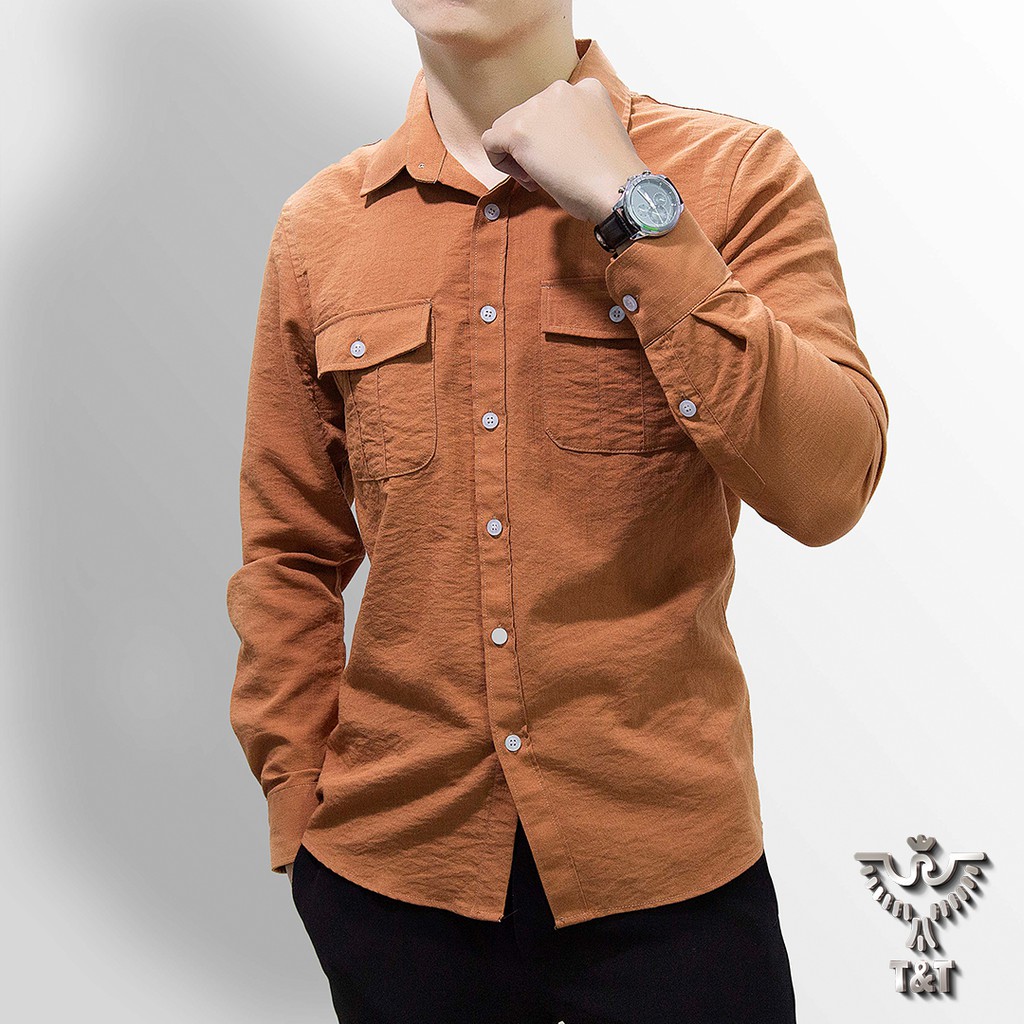áo sơ mi nam kiểu dáng hàn quốc chất đũi xước loại đẹp vải thoáng mát tốt cho da SM403 | BigBuy360 - bigbuy360.vn