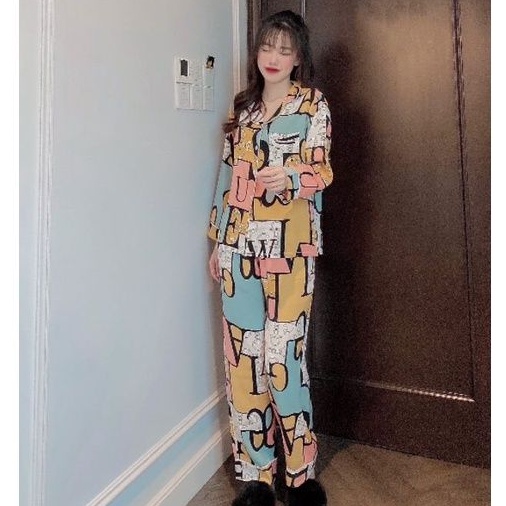 Đồ Bộ Pijama Tay Dài Lụa Mango Cao Cấp Mẫu Mới Có Size 3XL