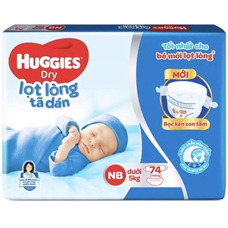 TÃ DÁN SƠ SINH HUGGIES SIZE NEWBORN 74 Miếng tặng 6 miếng