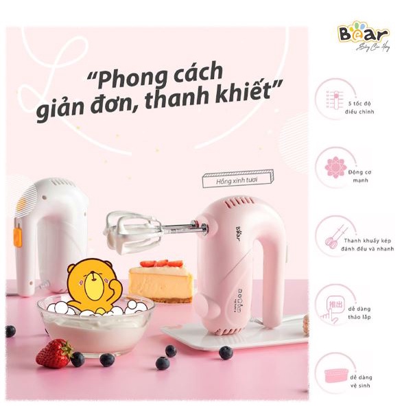 [Hàng Nhập Khẩu] Máy Đánh Trứng Bear 5 tốc độ DDQ-A01G1 Hàng Chính Hãng Bảo Hành18 Tháng Hạn Chế Mỏi Tay.