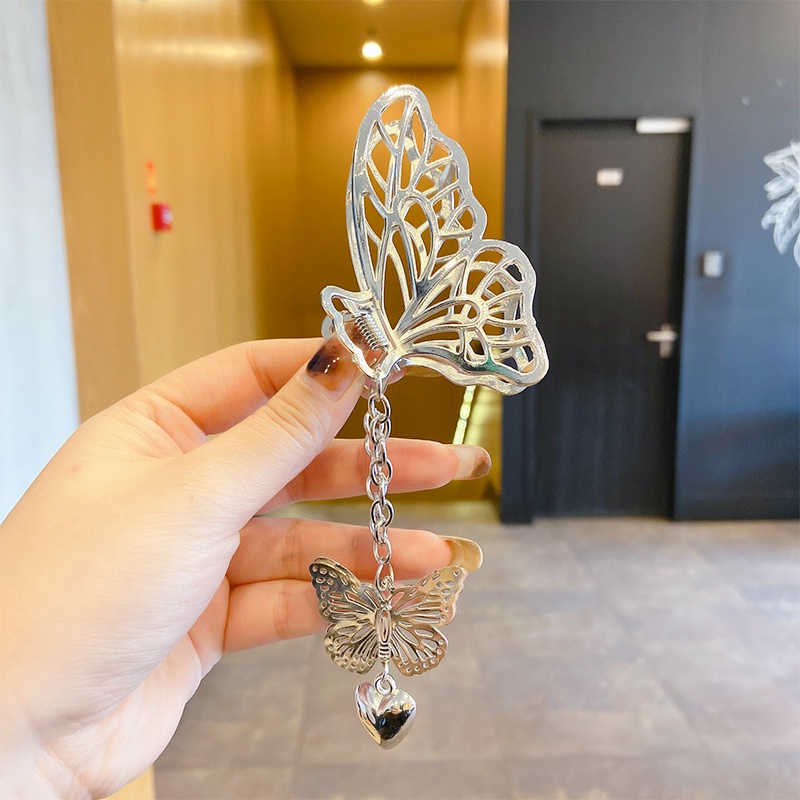 Kẹp Tóc Kim Loại Phối Mặt Hình Bướm Phong Cách Hàn Quốc Cho Nữ