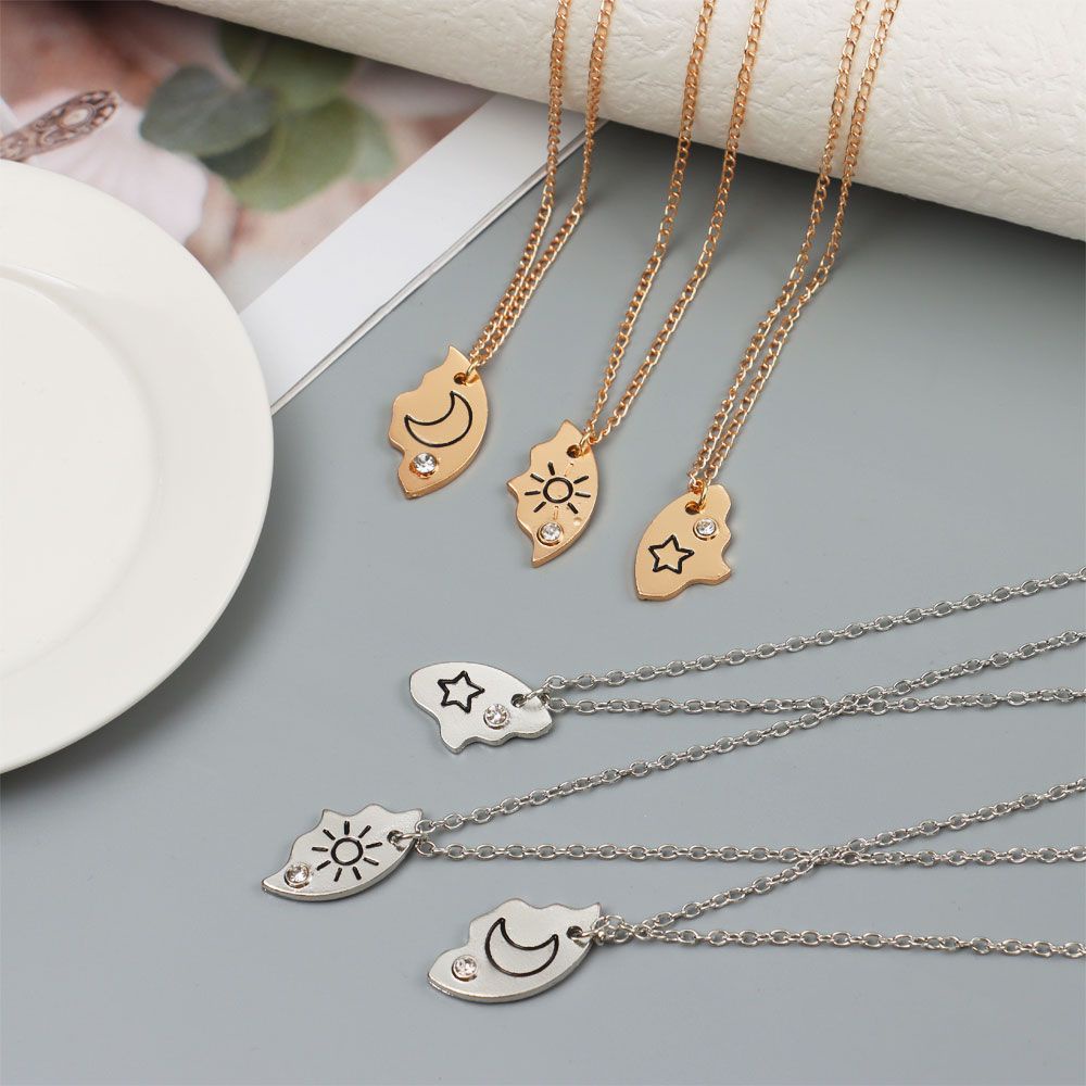 Set 3 Vòng cổ Mặt Hình Mặt Trăng/Mặt Trời/Đám Mây/Ngôi Sao Thời Trang Cho Nam Và Nữ|Vòng cổ Tình Bạn Nhiều Màu Sắc