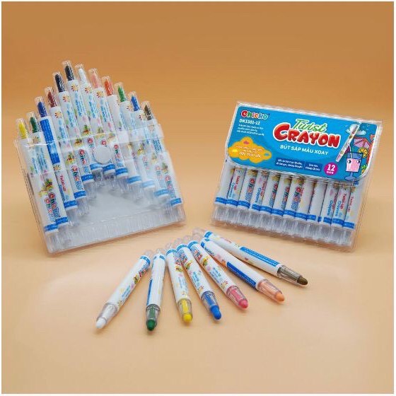 Bút Sáp Màu Xoay DUKA Twist Crayon 12 Màu -Túi Nhựa PVC