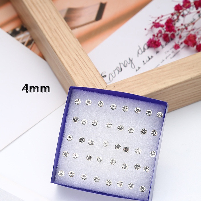 Set 20 đôi bông tai đính đá phong cách unisex hợp thời trang