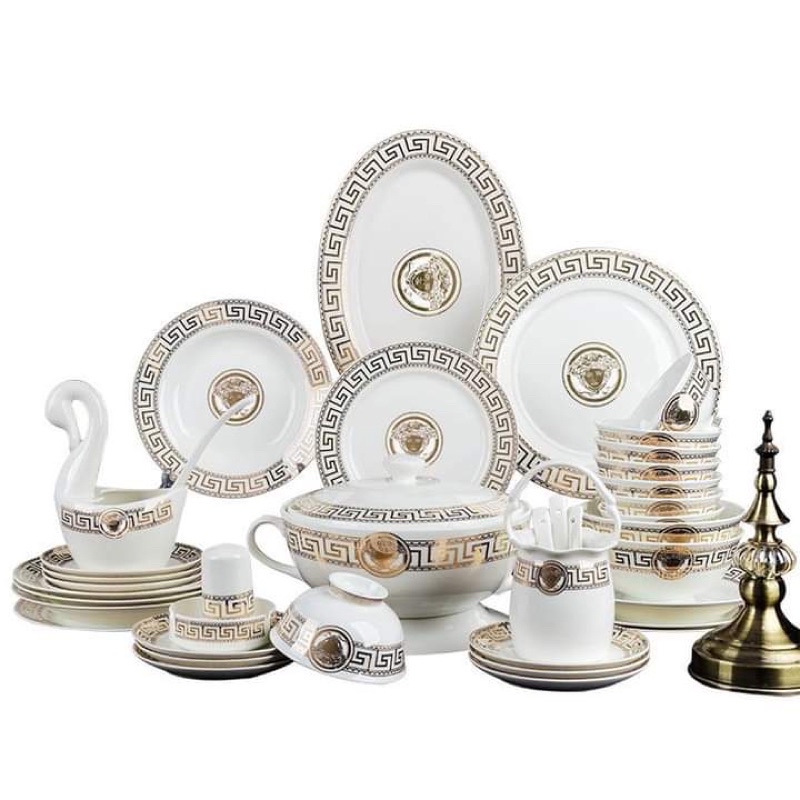 Bộ bát đĩa sứ sương 60 món, hàng cao cấp được vẽ thủ công cực kỳ tinh tế và tỉ mỉ