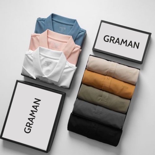 Áo Polo Nam Cổ Bo, Áo Thun Trơn Nam Hafos Vải Cotton Cao Cấp Với 4 Gam Màu - GRAMAN