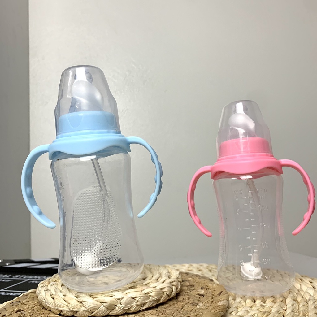 Bình sữa cho bé, bình uống nước cho bé chống sặc có tay cầm xoay 360 tiện lợi (180ml)