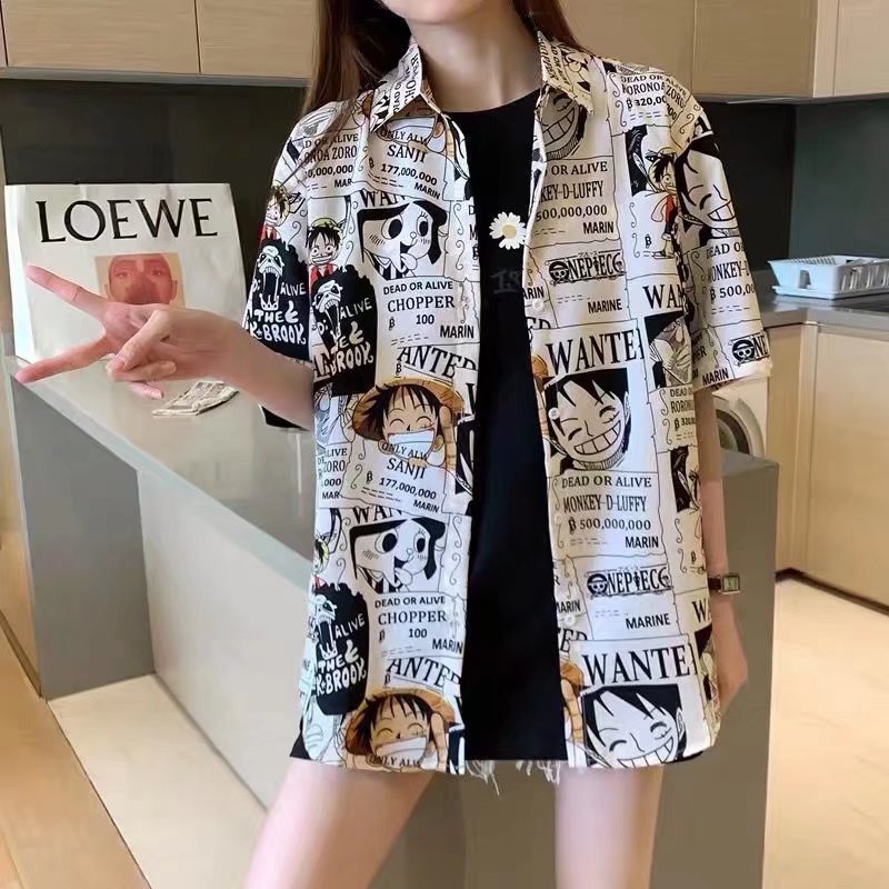 Áo Sơ Mi Tay Ngắn Dáng Rộng In Họa Tiết Hoạt Hình Dễ Thương Thời Trang Mùa Hè Hàn Quốc Chất Lượng Cao Cho Nam 2022