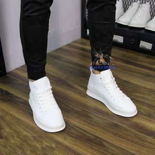 Giày da nam cao cổ chất da mềm 2 màu trắng và đen